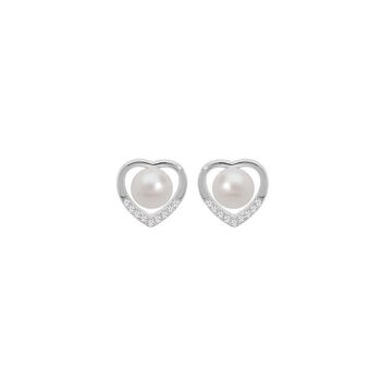 Boucles d'Oreilles en coeur - Perles Eau Douce