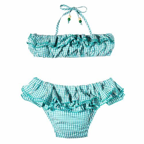 Maillot de bain fille | carreaux vichy vert | SWAN