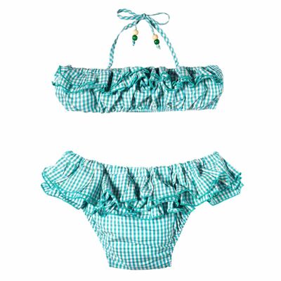 Girl's swimsuit | green gingham checks | SWAN
