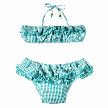 Maillot de bain fille | carreaux vichy vert | SWAN 1