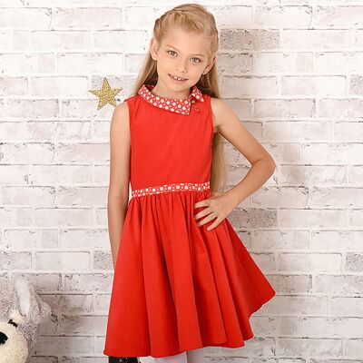 Girl's Christmas dress | red velvet | HEPBURN