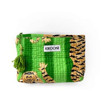 mini sac fait main "Poppy Tiger vert" 1