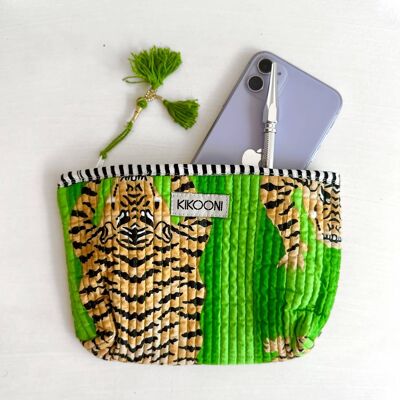 mini borsa fatta a mano "Papavero Tiger verde"