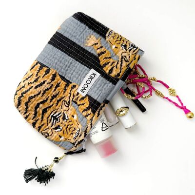mini bolso hecho a mano "Poppy Tiger negro"