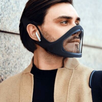SMILE MASK: Transparent silicone mask with opening visor