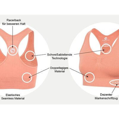 Bustier deportivo de microfibra sin costuras Stark Soul® con sistema de correas RACER-BACK