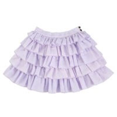 Falda de verano para niña | lila, volantes de algodón a rayas blancas | FALDA CON VOLANTES