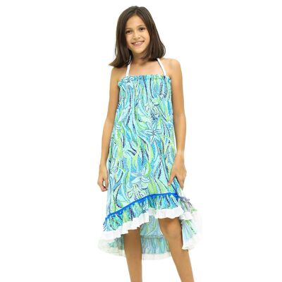Vestido / falda de playa 2 en 1 para niña | azul turquesa | IBIZA