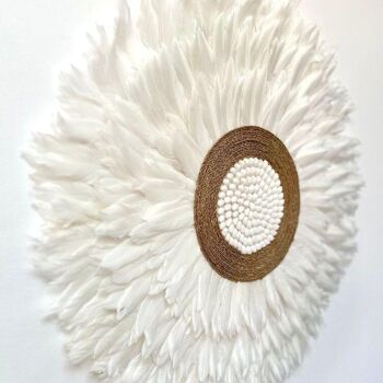 Feather - Jujuhat Plumes blanches, Paille et Coquillages blancs 60cm 2