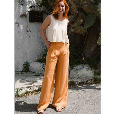 Modello Pinacate, pantalone palazzo arancione