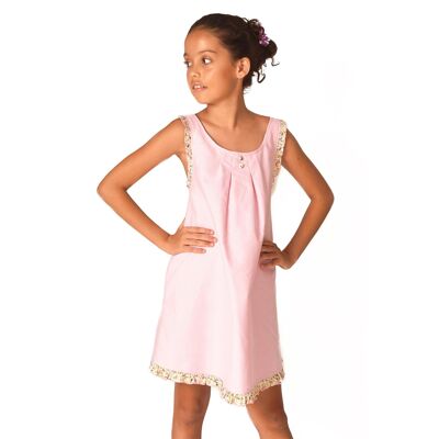 Vestido delantal niña | algodón rosa y liberty | ANAIS