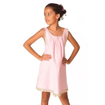 Robe tablier fille | coton rose et liberty | ANAIS 2