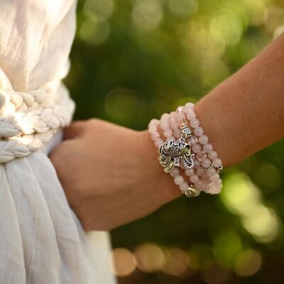 Bracelet Mala Quartz Rose "Eléphant"