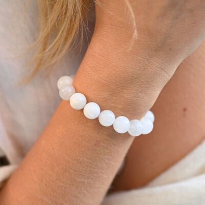 Bracelet Pierre de Lune blanche 10mm