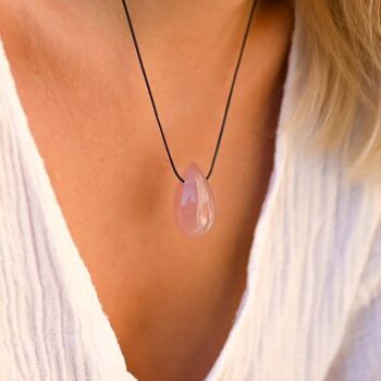 Collier Quartz Rose "Goutte" 1