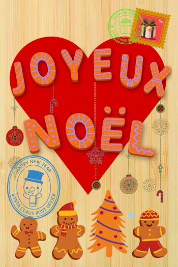 Carte postale en bamboo - CM0122 - Cartes de Vœux, Cartes de Vœux > Noël