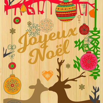 Carte postale en bamboo - CM0124 - Cartes de Vœux, Cartes de Vœux > Noël