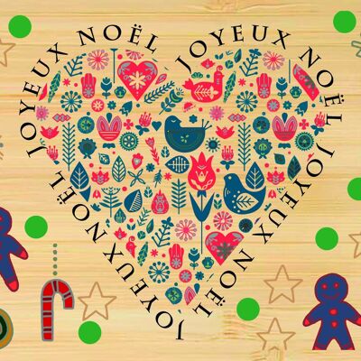 Carte postale en bamboo - CM0131 - Cartes de Vœux, Cartes de Vœux > Noël