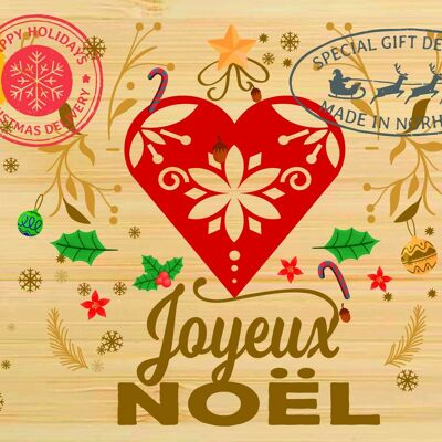 Carte postale en bamboo - CM0133 - Cartes de Vœux, Cartes de Vœux > Noël