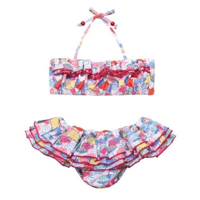 Girl's swimsuit | red and blue parasols | SWAN