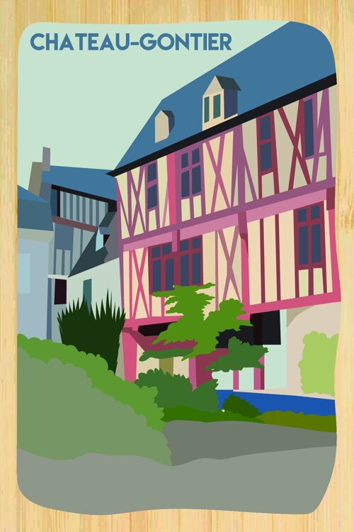 Carte postale en bamboo - CM0510 - Régions de France > Pays de la Loire > Mayenne, Régions de France > Pays de la Loire, Régions de France