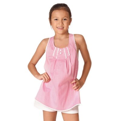 Blusa de verano para niña | rayas de color rosa oscuro | ANAIS