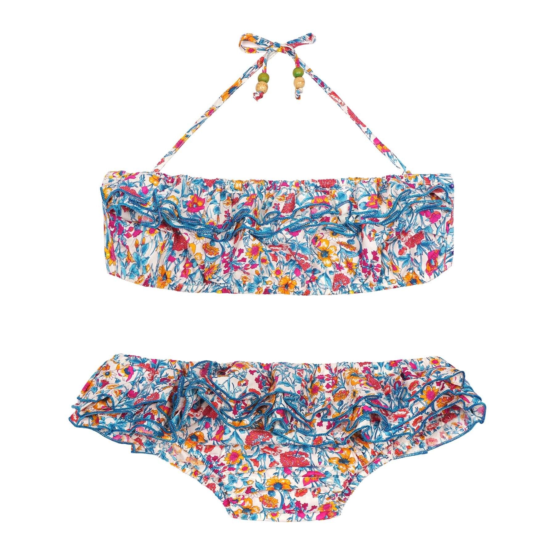 Achat Maillot de bain fille fleurs liberty bleu SWAN en gros