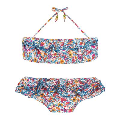 Costume da bagno bambina | fiori blu liberty | CIGNO