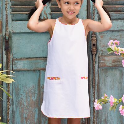 Sommerkleid im Trapez für Mädchen | weiße Baumwolle | CHLOE