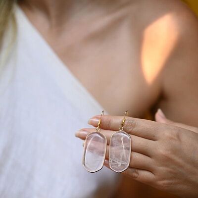 "Pendent" rose quartz earring