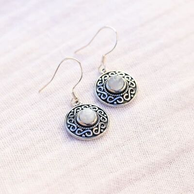 Silver moonstone earrings