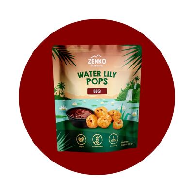 ZENKO Water Lily Pops - BBQ PICCOLO (48x10g) | Vegano, senza glutine, 10% di proteine ​​| Spuntino salutare | Meglio dei popcorn!