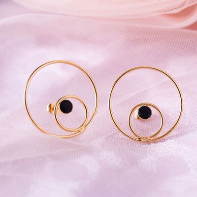 Puces Nana, hoop earrings in fine gold and leather