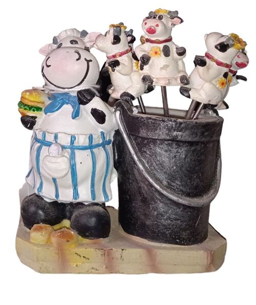 SET WITH METAL FORKS "COW" FROM RESIN LL-502A