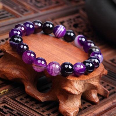 Bracelet Spiritualité" en Agates Violette"