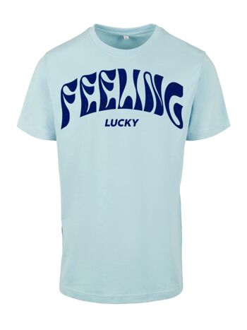 T-shirt Feeling Lucky Velours Bleu Foncé 1