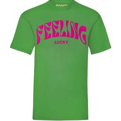 T-shirt Feeling Lucky Velvet Neon Pink