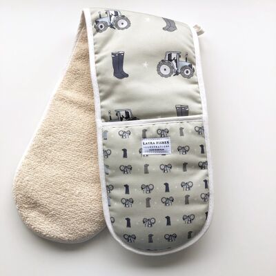 Country Farm Cotton Oven Gloves