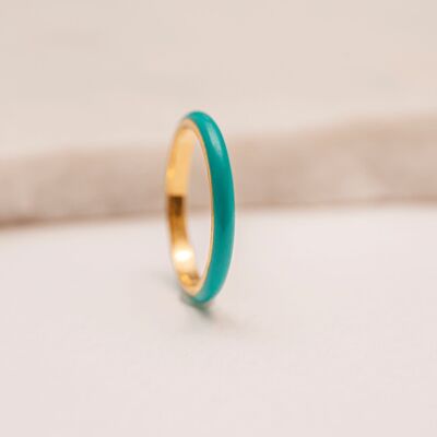Blaugrüner Emaille-Ring