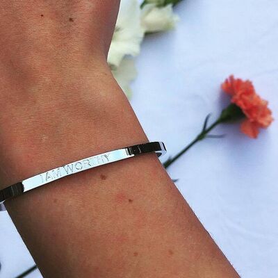 JE SUIS DIGNE – Bracelet Affirmation – (Argent)