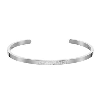 JE SUIS DIGNE – Bracelet Affirmation – (Argent) 2
