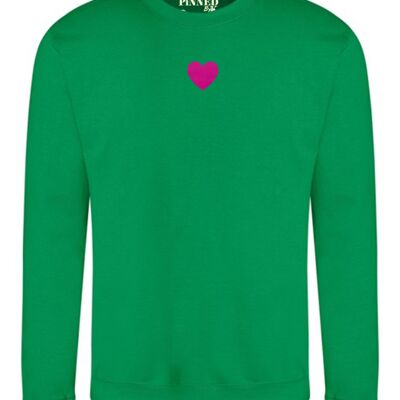 Pull Coeur Velours Rose Fluo