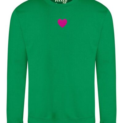 Maglione Cuore In Velluto Rosa Neon