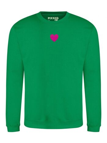 Pull Coeur Velours Rose Fluo 3