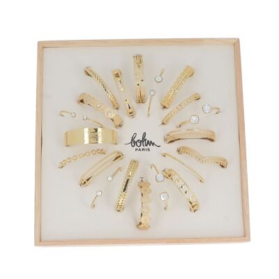 Kit de 20 brazaletes de acero inoxidable - oro blanco - exhibición gratuita