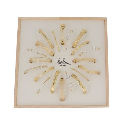 Kit de 20 brazaletes de acero inoxidable - oro blanco - exhibición gratuita