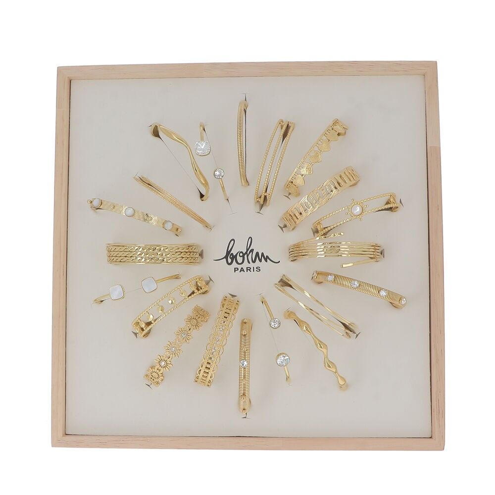 Set mit 20 Armreifen aus Edelstahl – Weißgold – kostenlose Präsentation