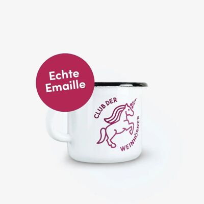 Emaille-Tasse "Weinhorn-Club" Rot