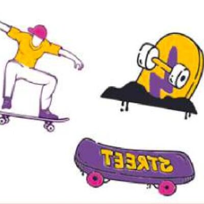 Temporäres Tattoo Sioou - Skateboard