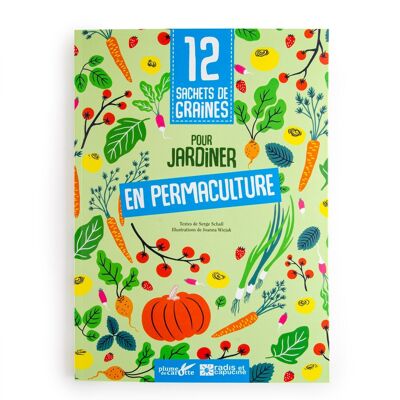 NUEVO - Libro I jardín en permacultura con 12 sobres de semillas - Pluma de zanahoria